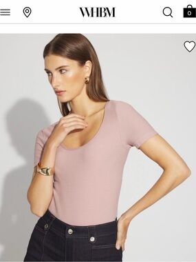 WHBM FORME™ Rib Scoop Neck Top – Blush Pink – Size Large